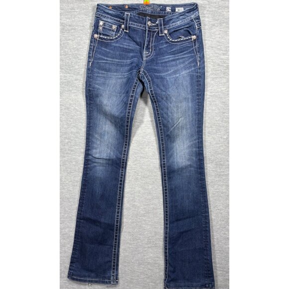 Miss Me Womens Jeans Size‎ 27 Signature Rise Slim Boot Bling - Picture 1 of 10